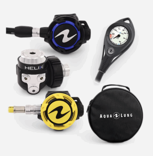 AQUALUNG SET HELIX + HELIX PRO OCTOPUS + MANOMETRO